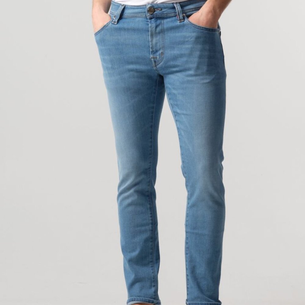 TRAMAROSSA  Leonardo Brick Blue Cotton Stretch Slim Fit Jeans Italy size 34